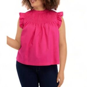 Crown & Ivy 
Plus Size Flutter Smocked Top